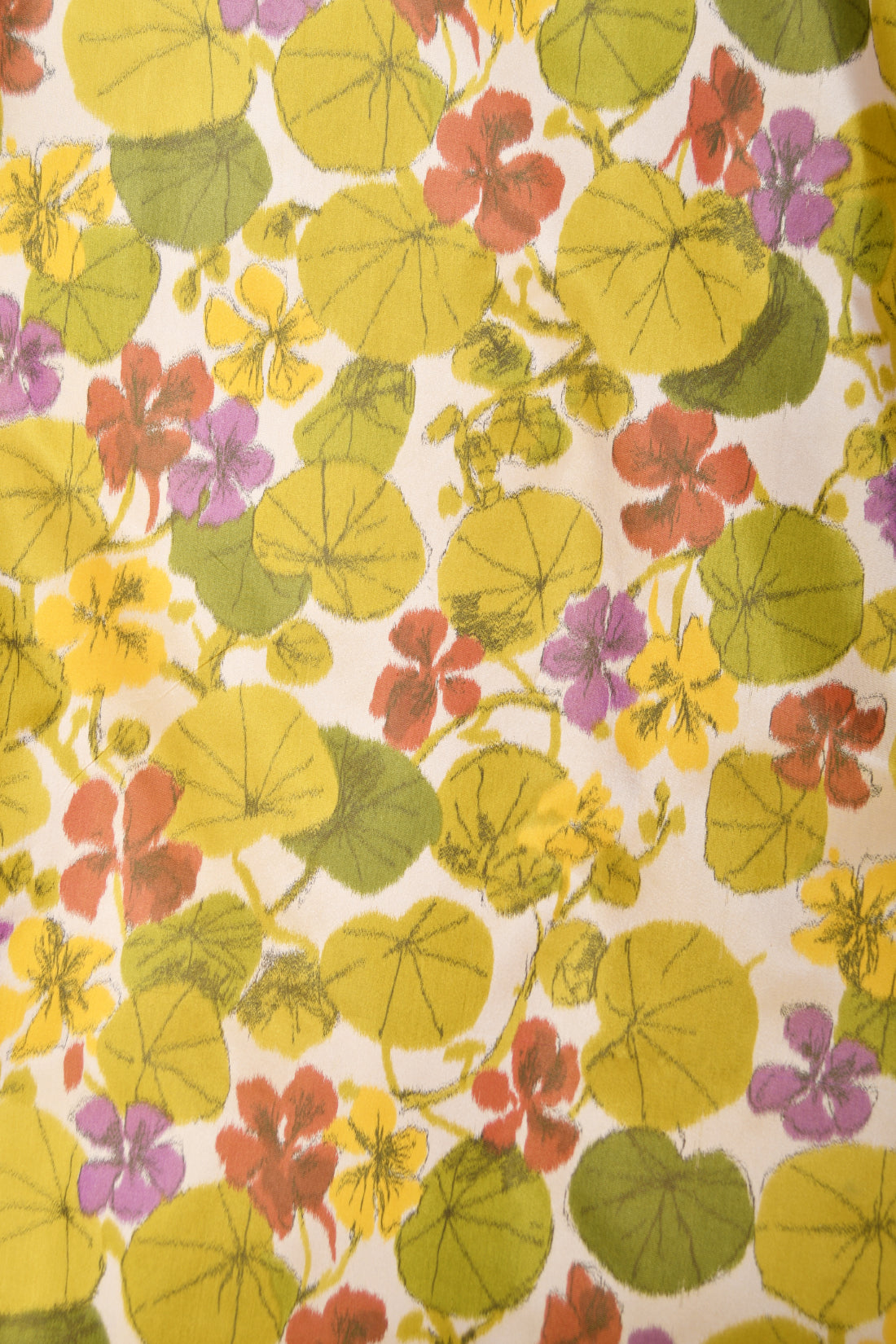 1950&#39;s Lanvin Castillo Haute Couture Watercolor Floral Silk Print Full-Skirt Gown