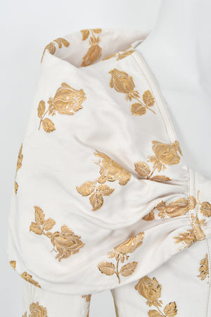 2013 Chanel by Karl Lagerfeld Documented Metallic Gold & Ivory Silk Brocade Jacket w/ Shorts