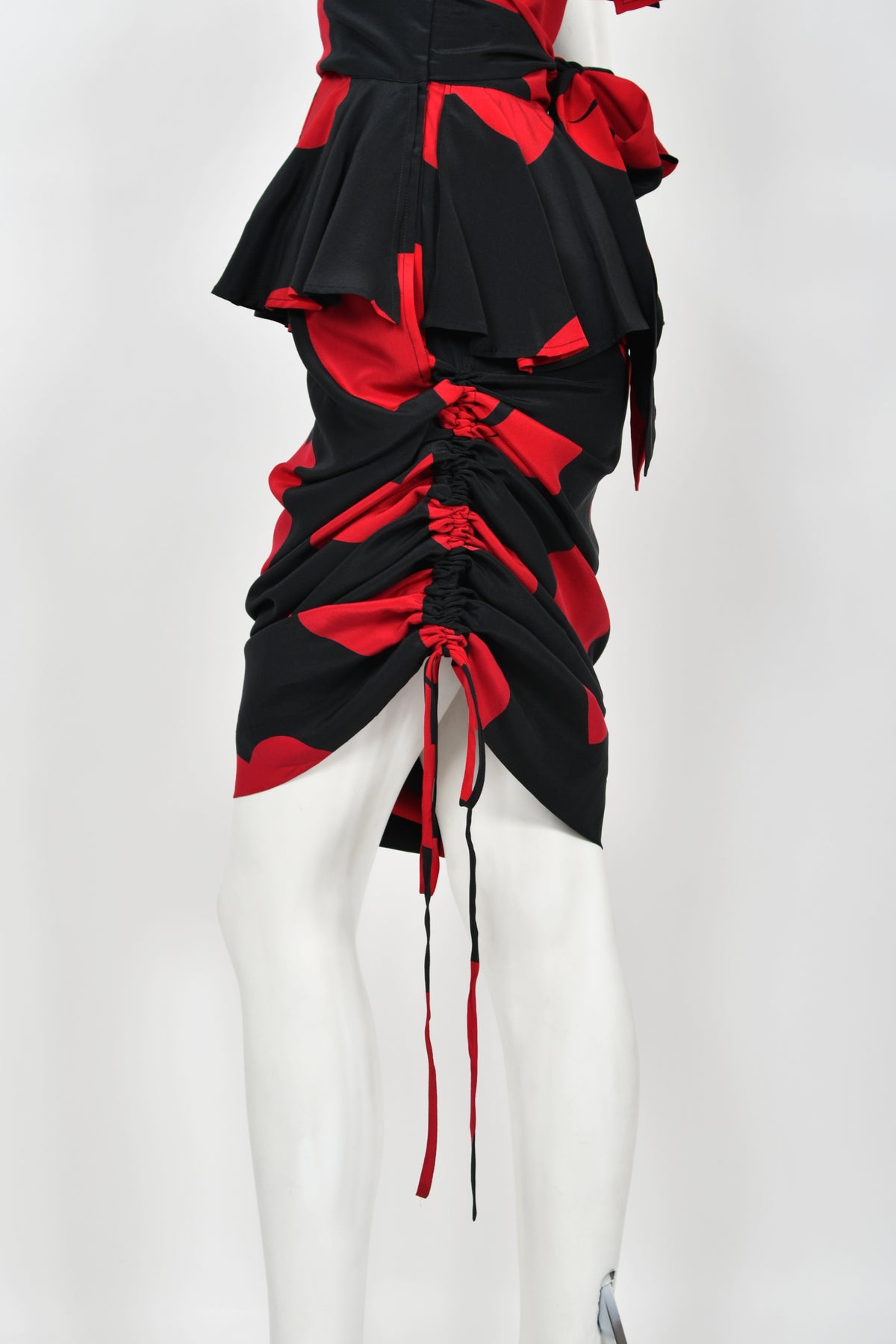 1994 Moschino Couture Documented &#39;Heartbreaker&#39; Novelty Print Silk Convertible Dress