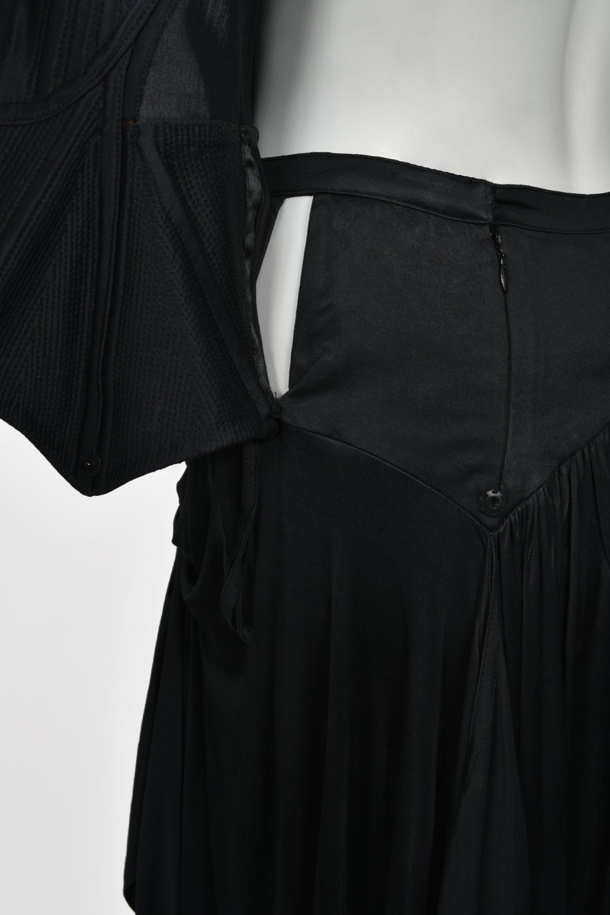 1995 Gianni Versace Couture Black Corset High-Slit Important Campaign Gown