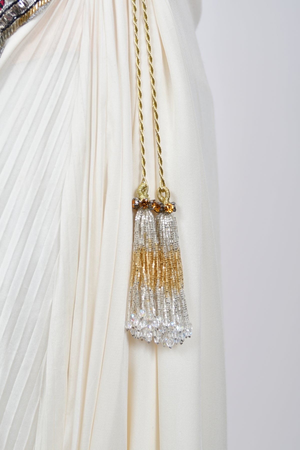 2006 Roberto Cavalli Embellished Ivory Silk Sculptural High-Slit Finale Gown