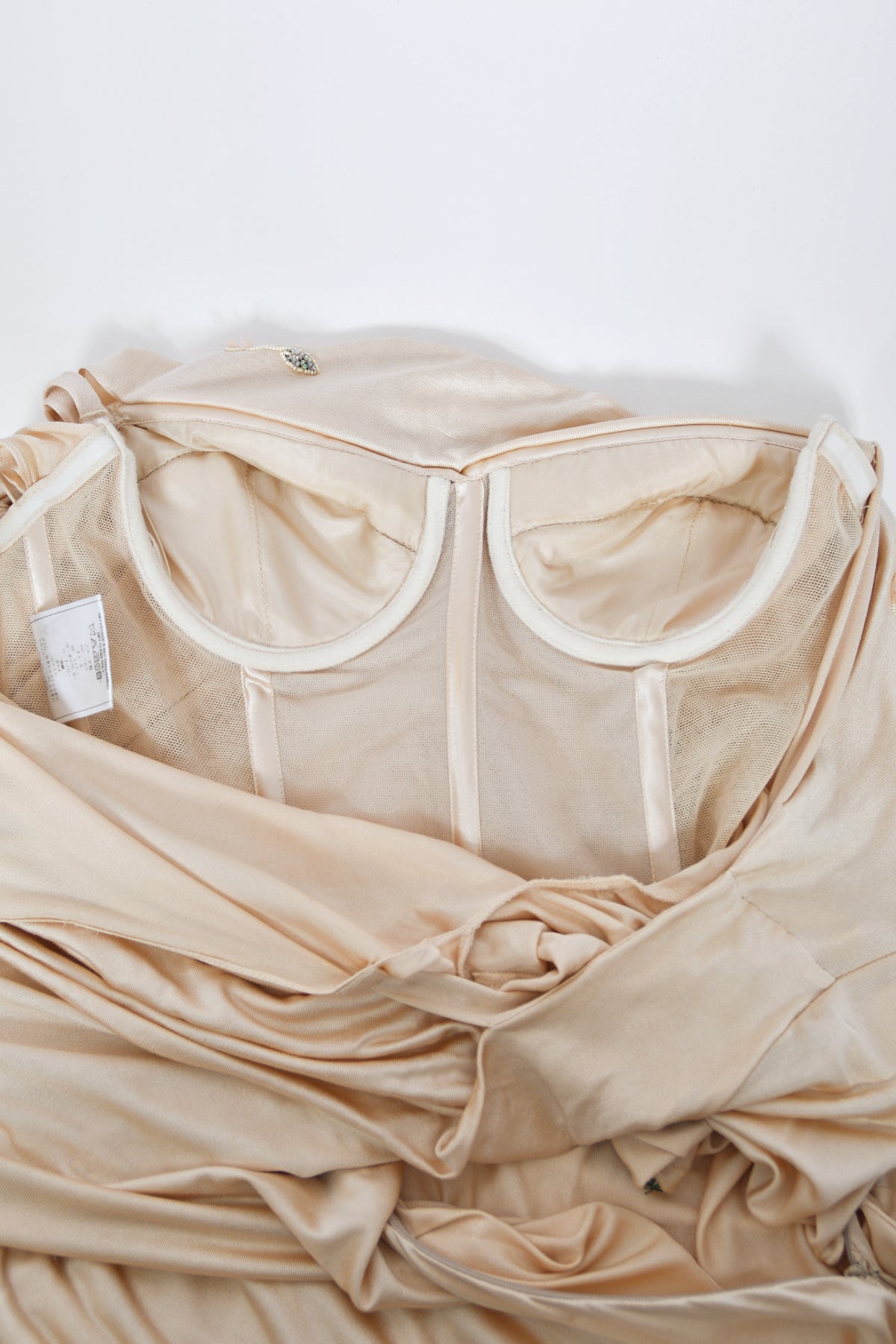 2007 Christian Dior by John Galliano Beaded Blush-Pink Silk Draped Goddess Gown