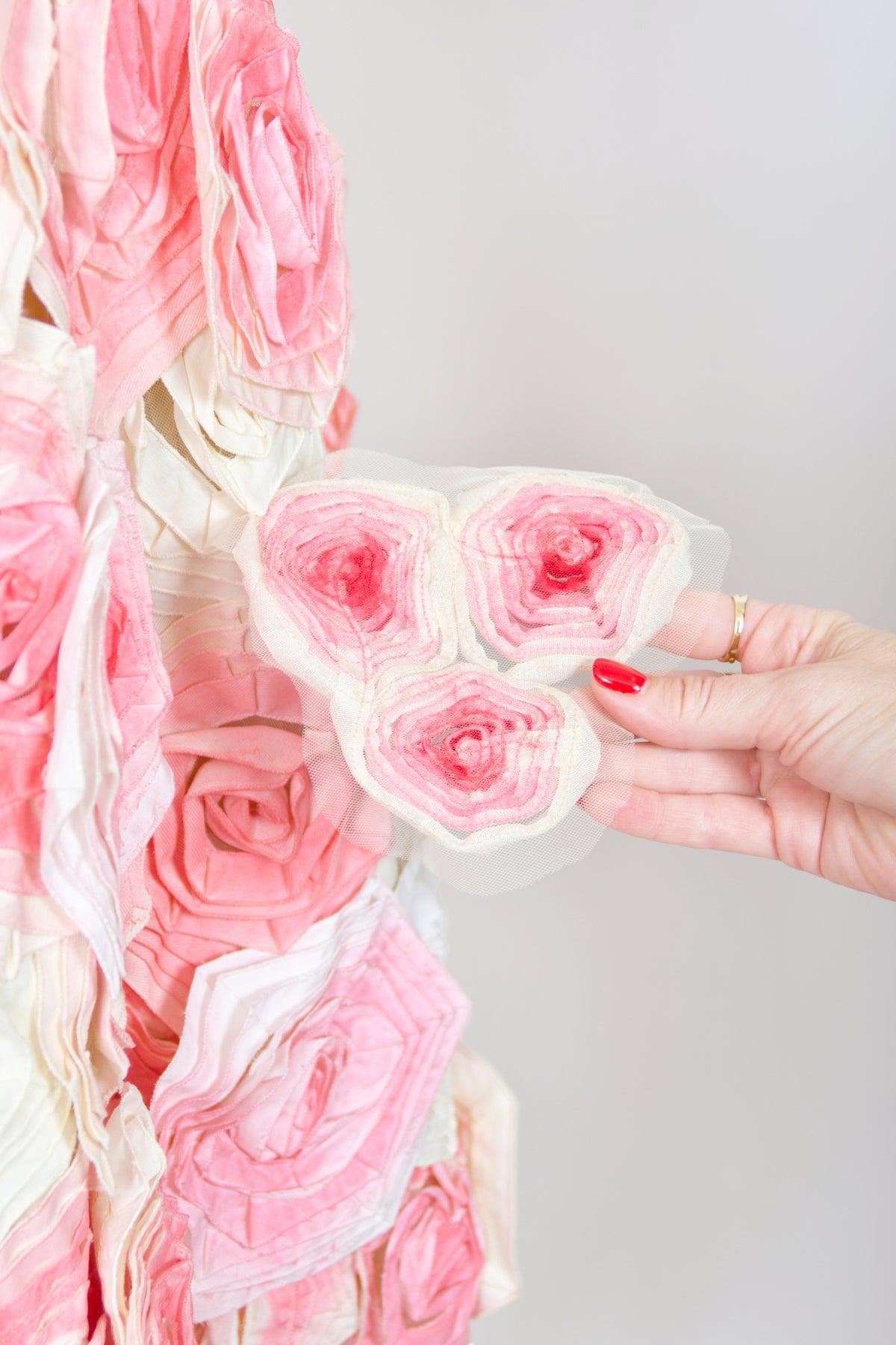 2009 Fendi by Karl Lagerfeld Museum-Held Roses Appliqué Sheer Illusion Dress