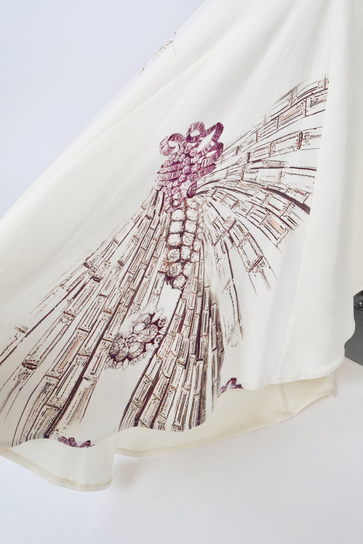 2002 Roberto Cavalli Runway Ivory Jeweled Stretch Silk Trained &#39;Cindy Crawford&#39; Gown