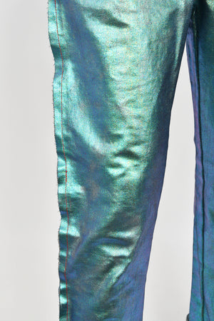 1993 Vivienne Westwood Runway Metallic Foiled Denim Corset Bustier & Matching Pants