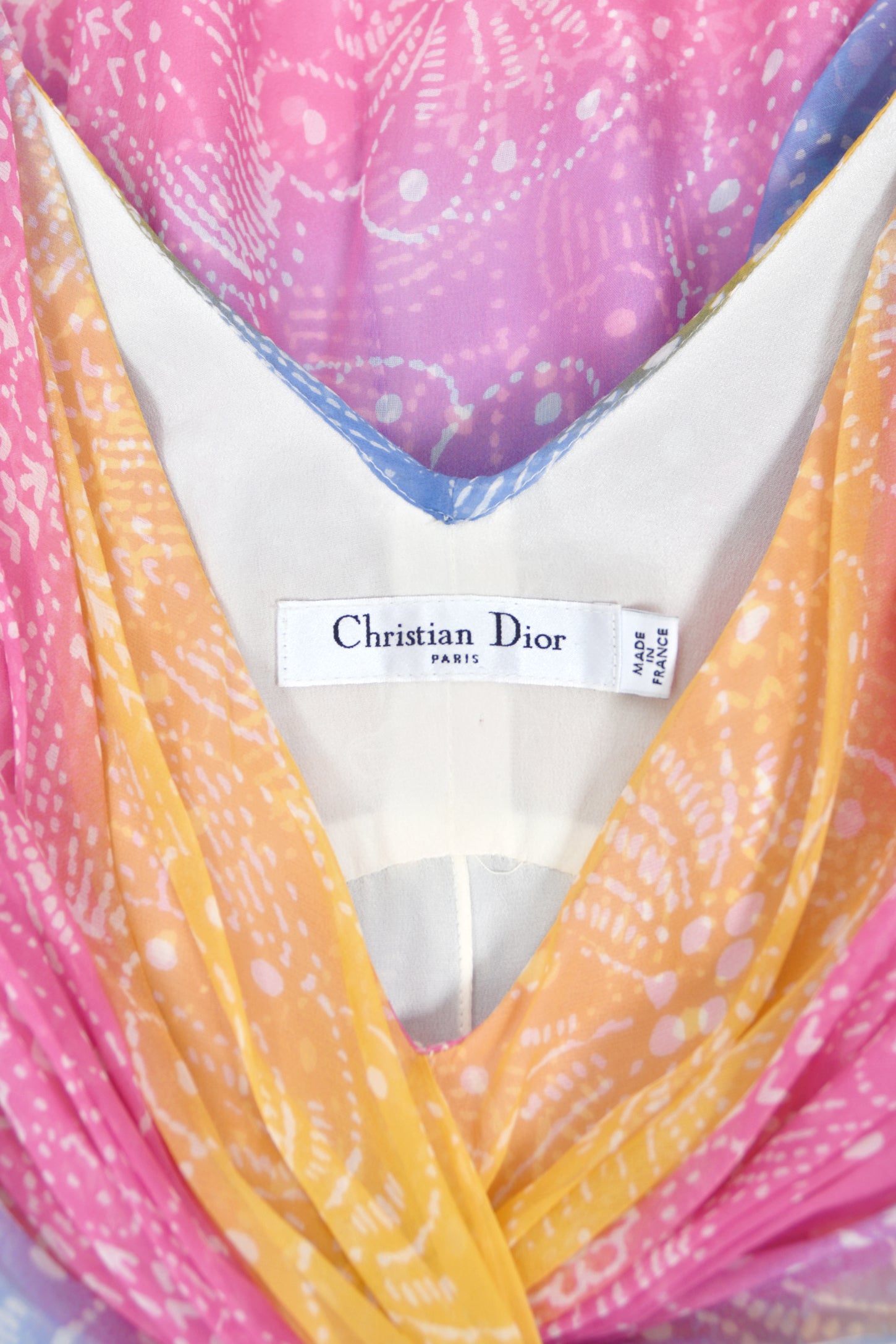 2008 Christian Dior by Galliano Colorful Silk Draped-Cape Goddess