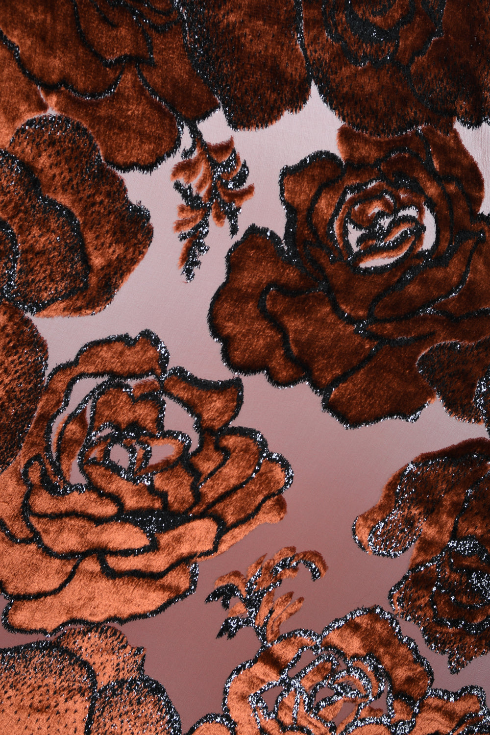 1999 Galindo Couture Metallic Amber Devoré Velvet Bias-Cut Trained Gown