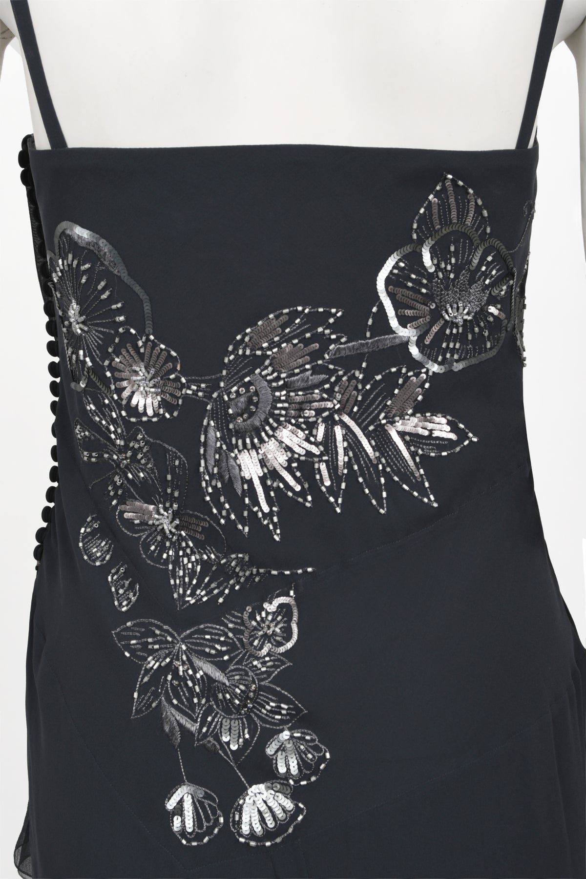 2006 Christian Dior by John Galliano Beaded Gunmetal Silk Bustier Dress