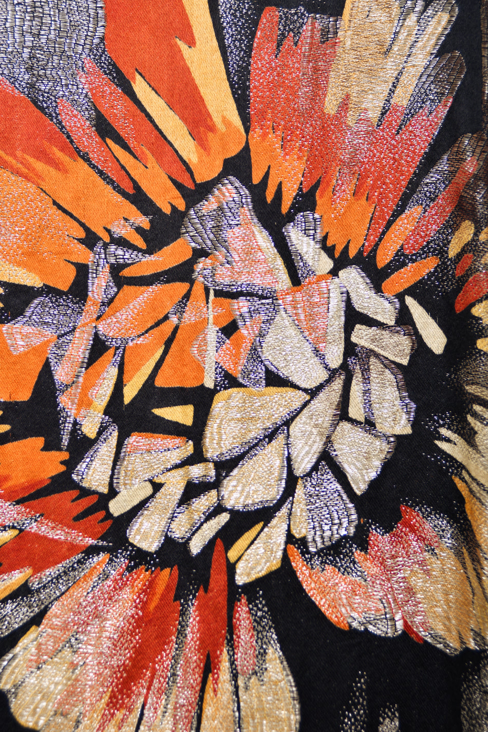 1920&#39;s Metallic Art-Deco Floral Lamé &amp; Fox Fur Dolman-Sleeve Flapper Coat