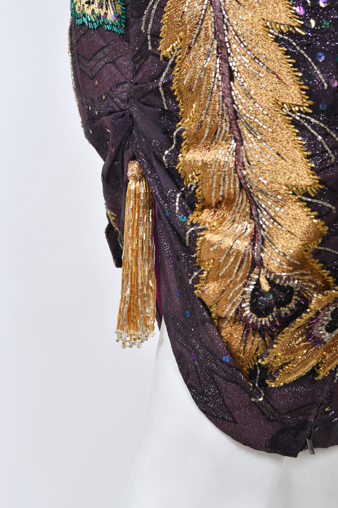 1970's Embroidered Peacock Motif Beaded Silk Couture Dance Dress - Timeless Vixen 1970's Embroidered Peacock Motif Beaded Silk Couture Dance Dress - Timeless Vixen
