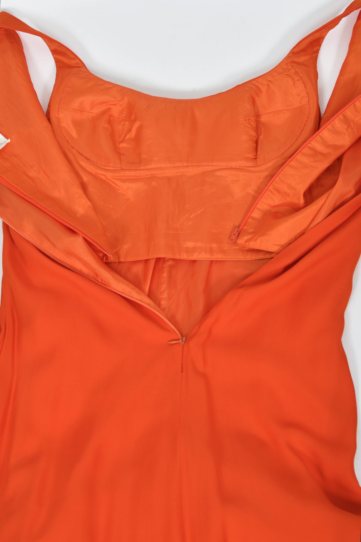 1996 Gianni Versace Couture Documented Runway Orange Silk Bustier Maxi Dress