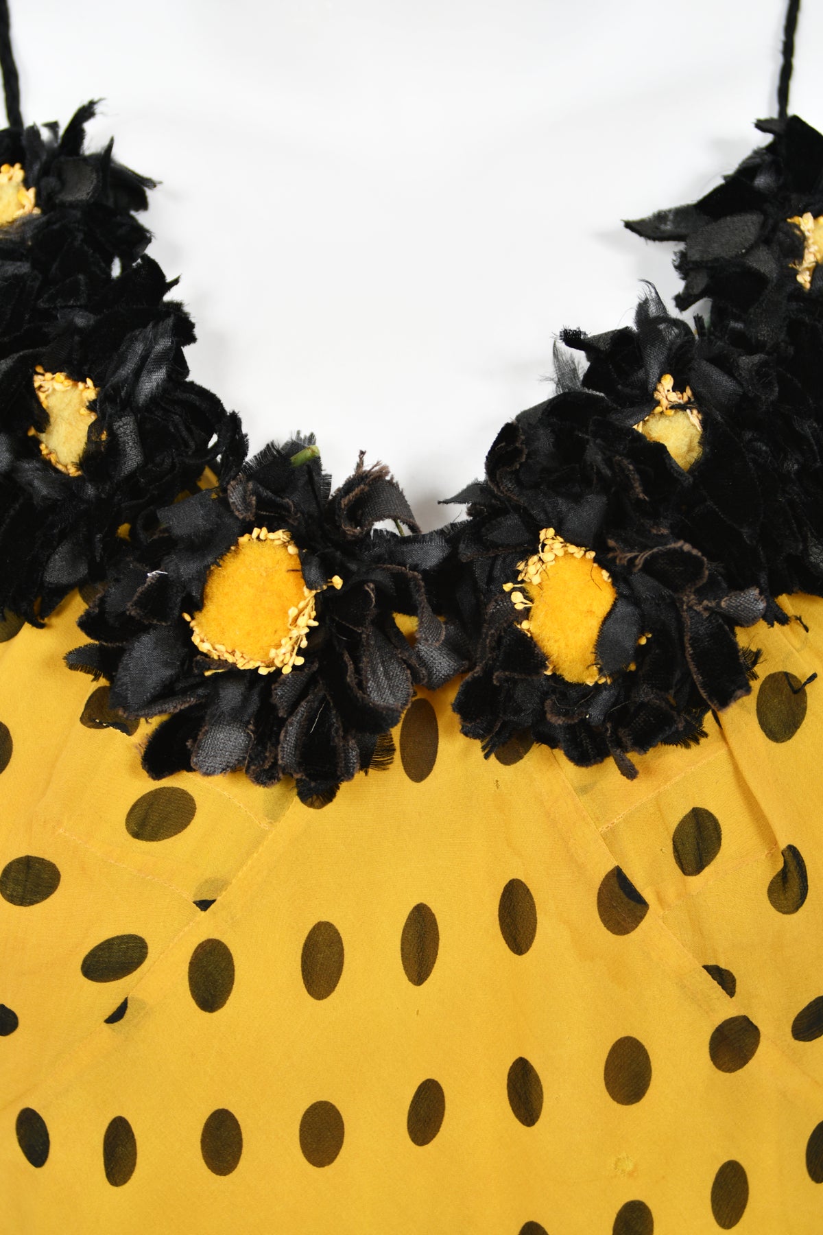 1930&#39;s Germaine Monteil Couture Polka Dot Silk Appliqué Bias-Cut Gown w/ Capelet