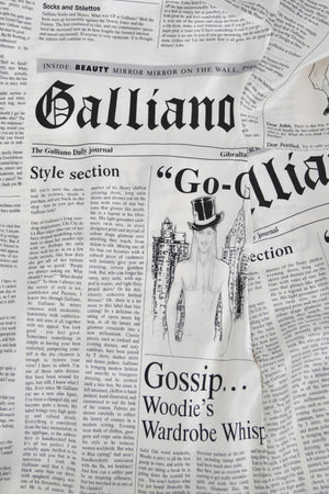 2006 John Galliano Documented Newspaper Print Silk Bias-Cut Slip Dress