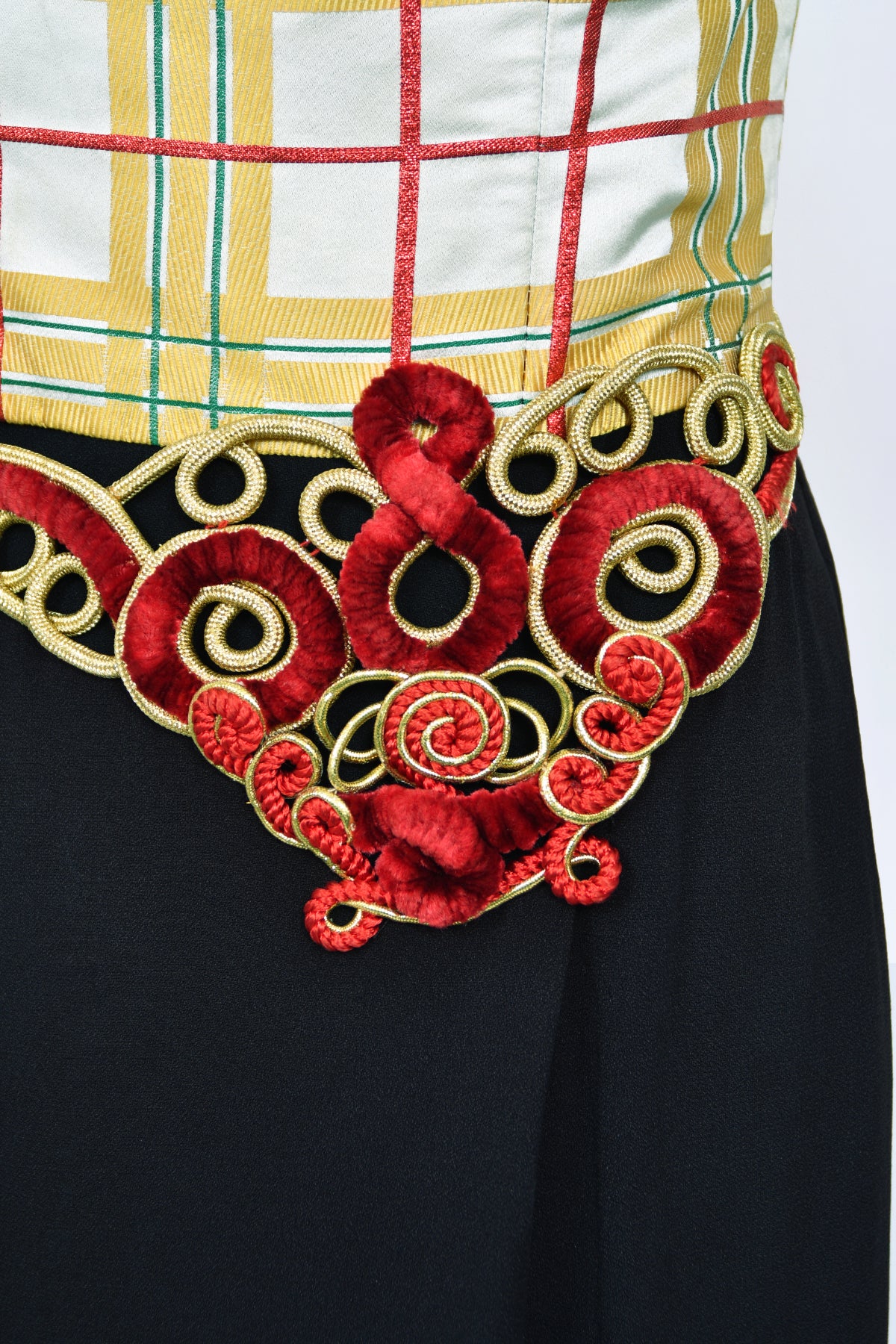 1995 Christian Dior by Gianfranco Ferré Runway Plaid Silk Metallic-Corded Hourglass Gown