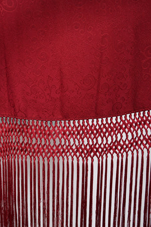 1999 John Galliano Maori Collection Merlot Red Silk Bias-Cut Gown w/ Fringed Shawl