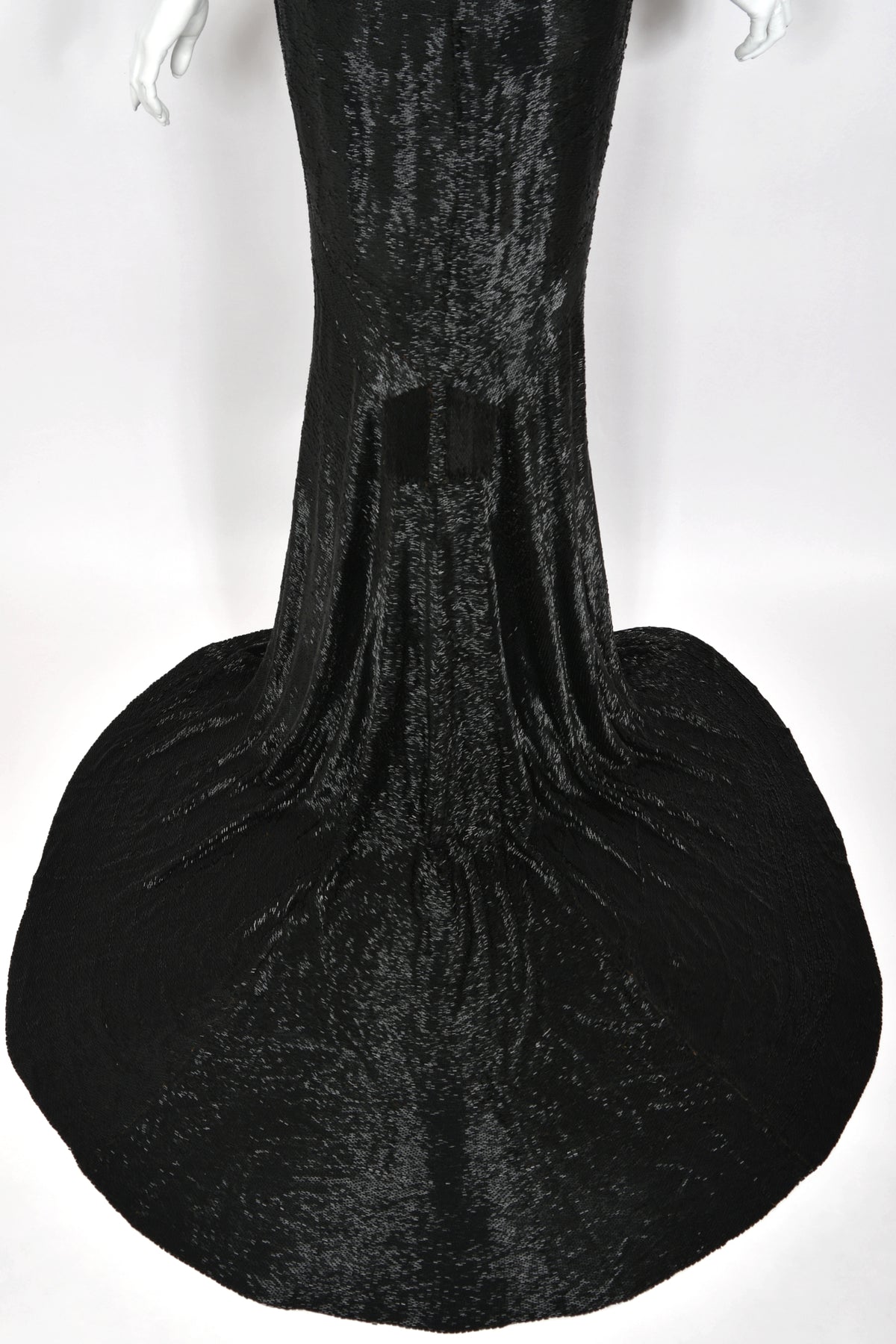 1943 Gilbert Adrian Custom Couture for Lana Turner Fully Beaded Hourglass Trained Gown