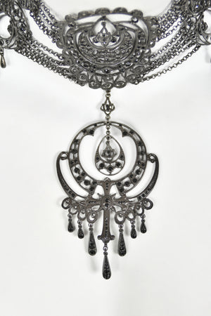 2000 Christian Dior by John Galliano Belle Époque Inspired Crescent Motif Oversized Choker