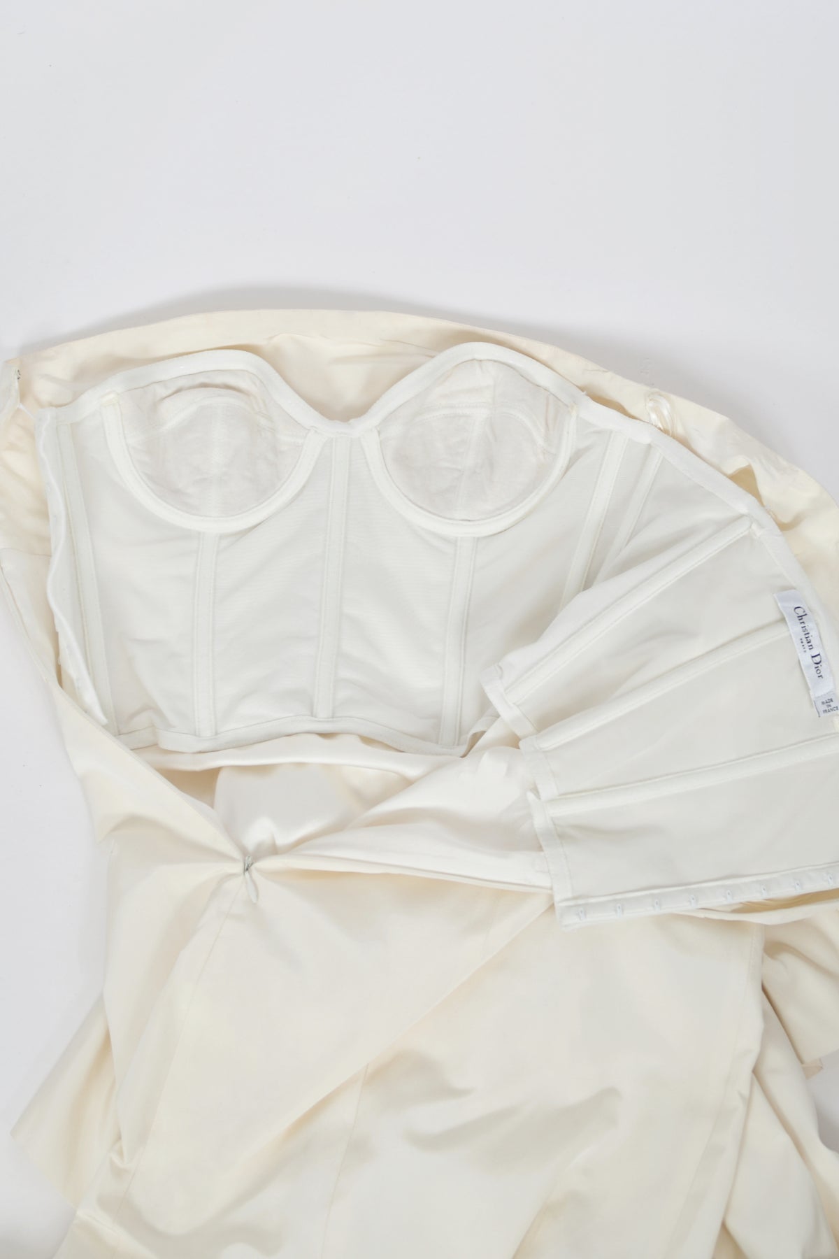 2008 Christian Dior by John Galliano Ivory Silk Strapless Bustier Peplum Gown