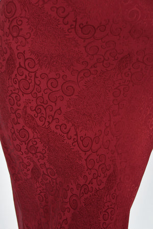 1999 John Galliano Maori Collection Merlot Red Silk Bias-Cut Gown w/ Fringed Shawl