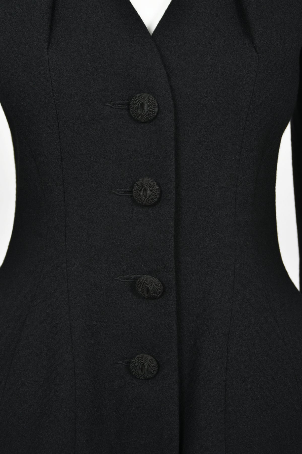 1995 John Galliano 'Dolores' Collection Runway Black Wool Jacket Hourglass Suit