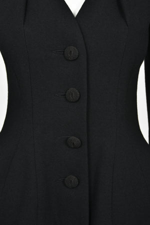 1995 John Galliano 'Dolores' Collection Runway Black Wool Jacket Hourglass Suit