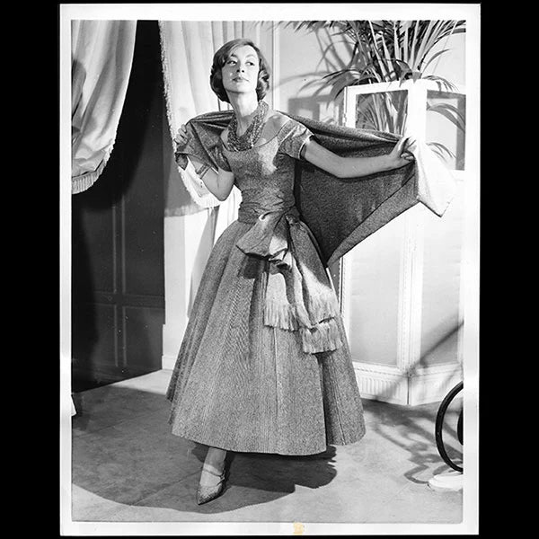 1958 Christian Dior by Yves Saint Laurent Emerald Green Satin Sash-Bow Cocktail Dress