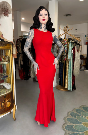2012 Christian Dior by John Galliano Cruise Collection Ruby Red Silk Draped Backless Bias-Cut Gown