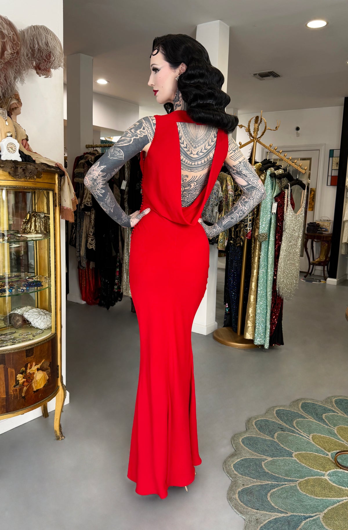 2012 Christian Dior by John Galliano Cruise Collection Ruby Red Silk Draped Backless Bias-Cut Gown