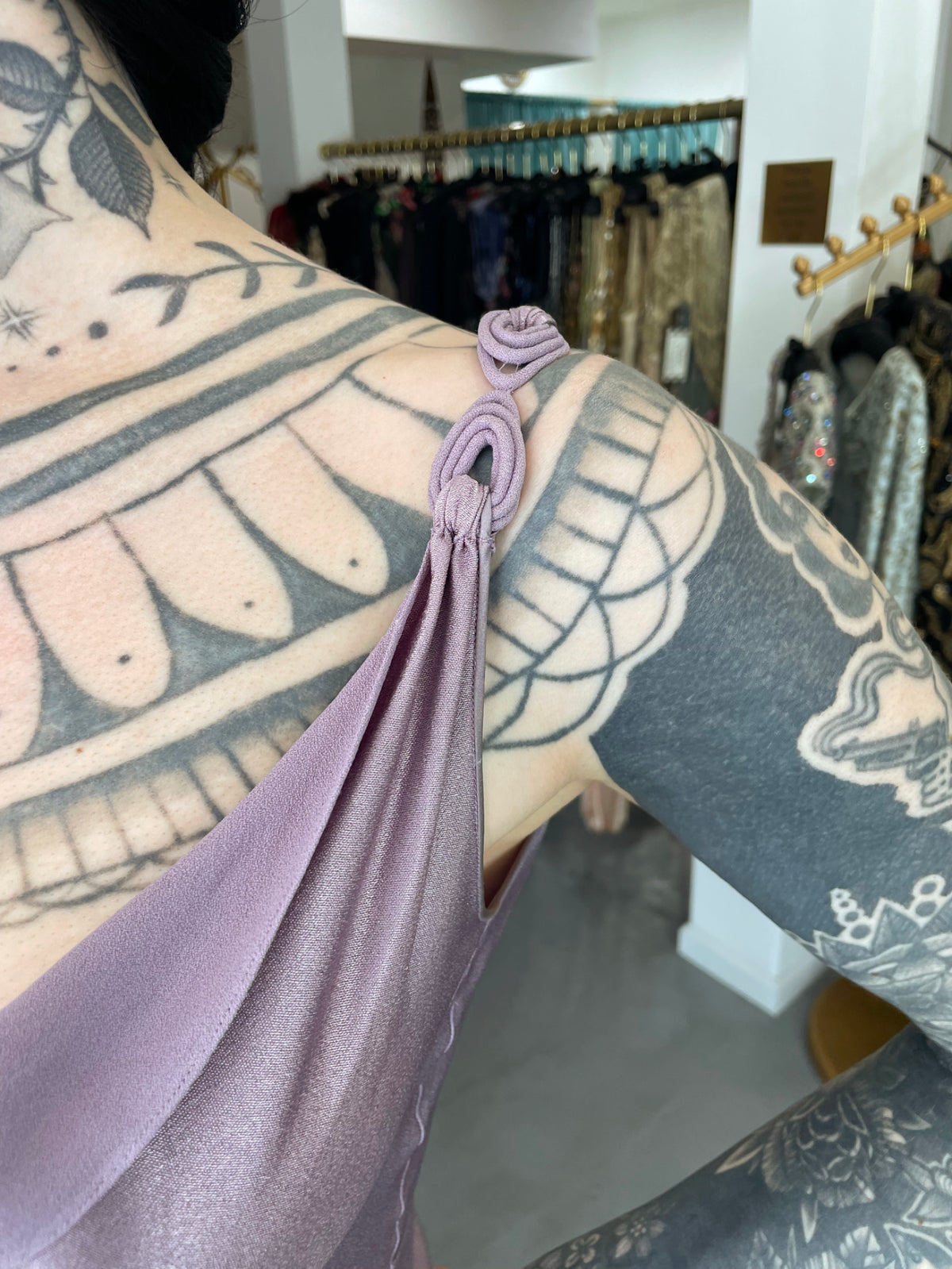 2000 John Galliano Lilac Satin Asymmetric Draped High Slit Bias-Cut Slip Dress