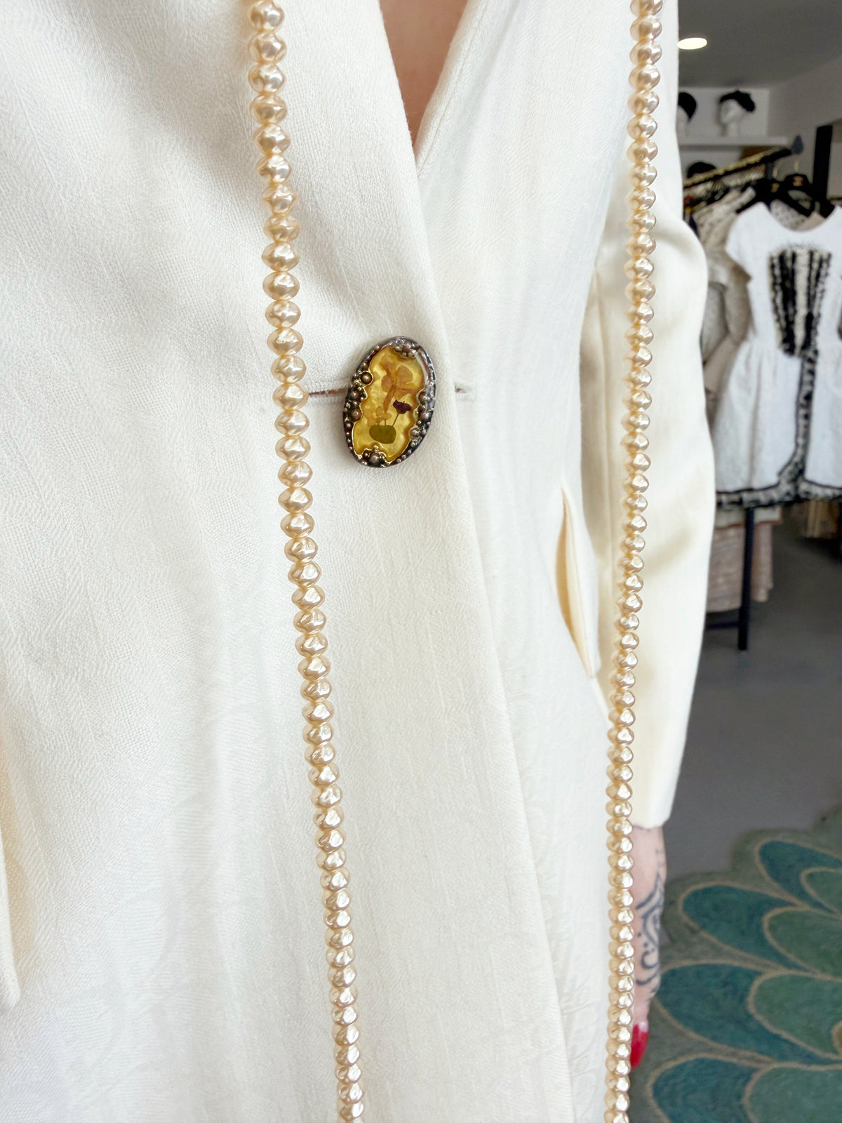 1999 Christian Dior by John Galliano Ivory Logo-Print Silk Enamel Buttons Pantsuit