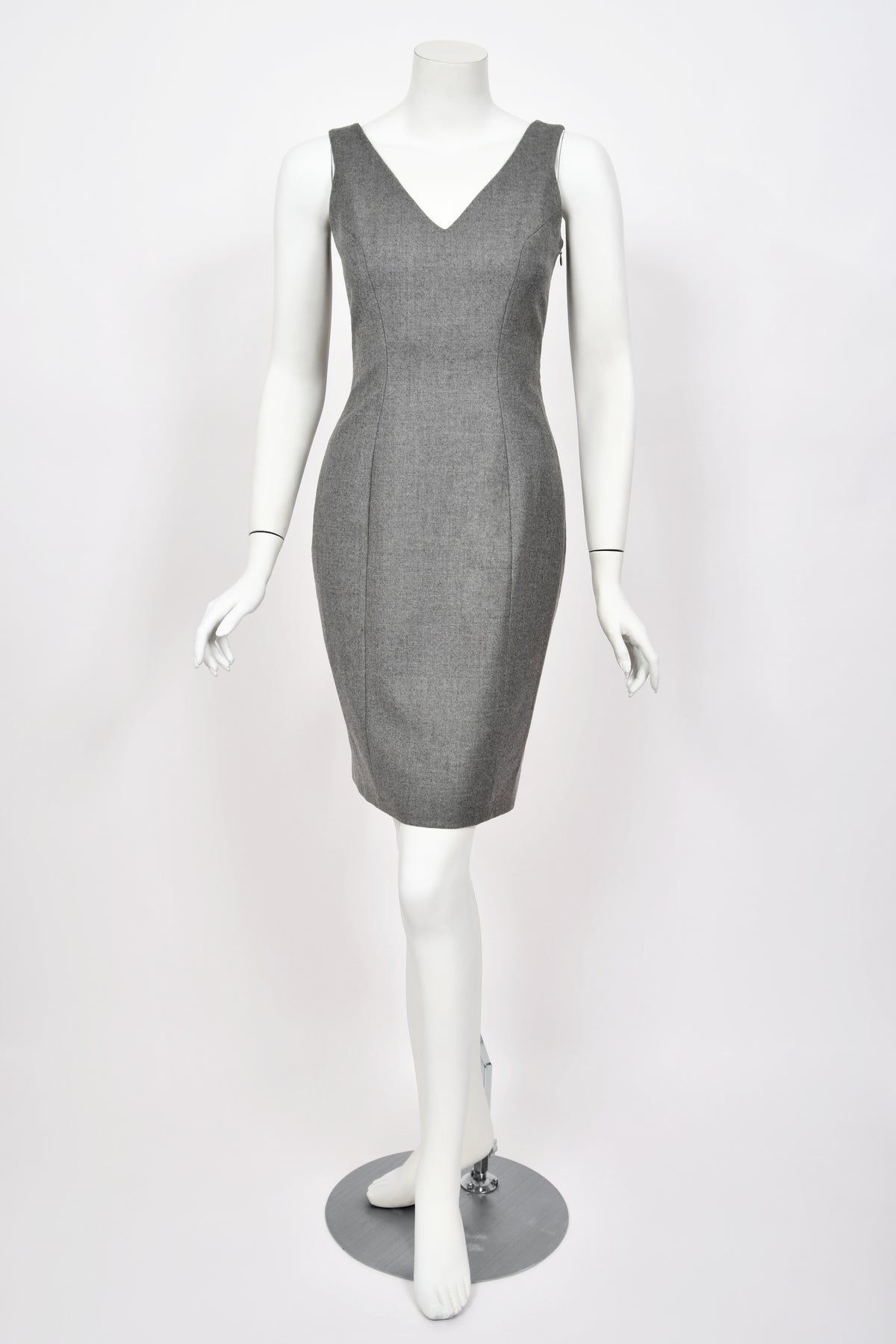 1998 John Galliano ‘Cabaret’ Collection Charcoal Gray Wool Dress & Peplum Jacket Suit