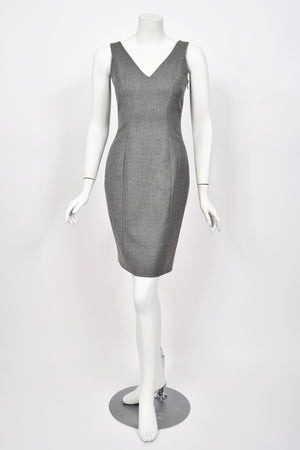 1998 John Galliano ‘Cabaret’ Collection Charcoal Gray Wool Dress & Peplum Jacket Suit