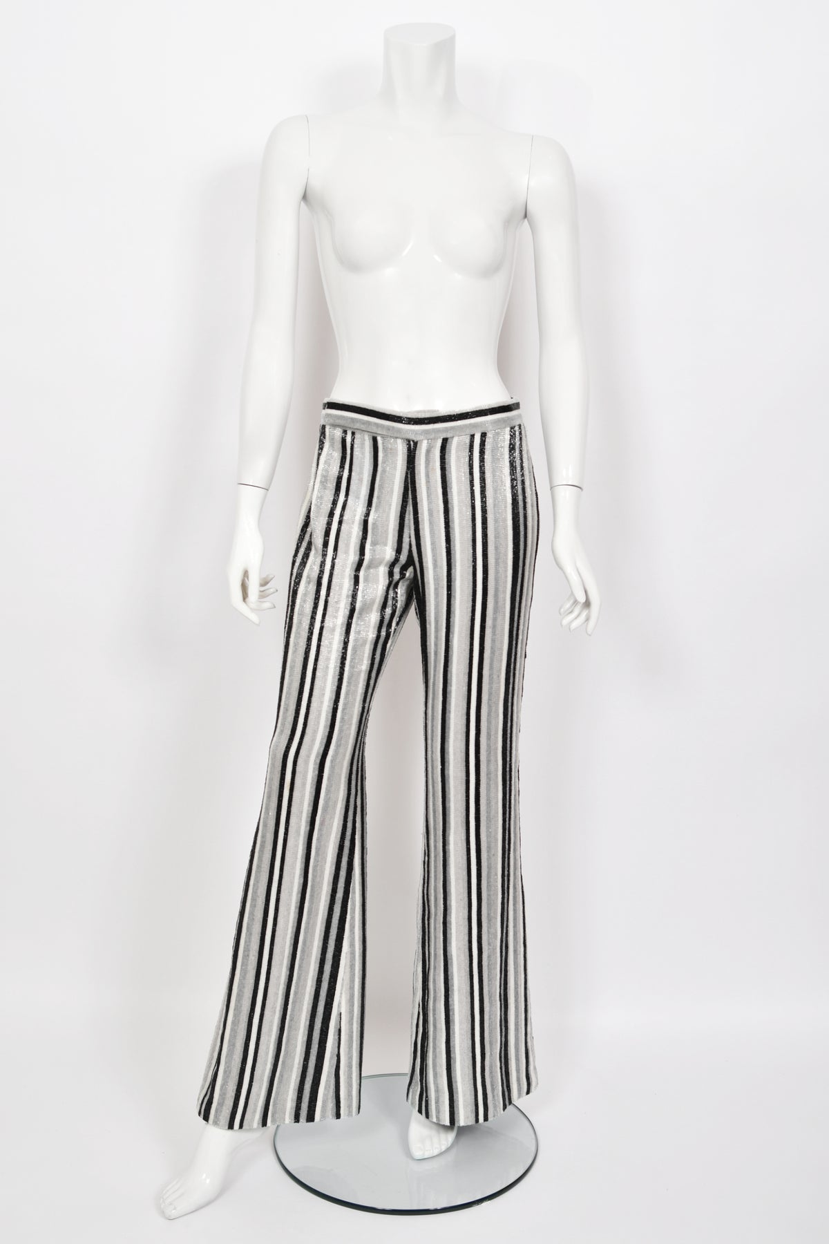 2000 Gucci by Tom Ford Documented Runway Campaign Fully-Beaded Striped Pants