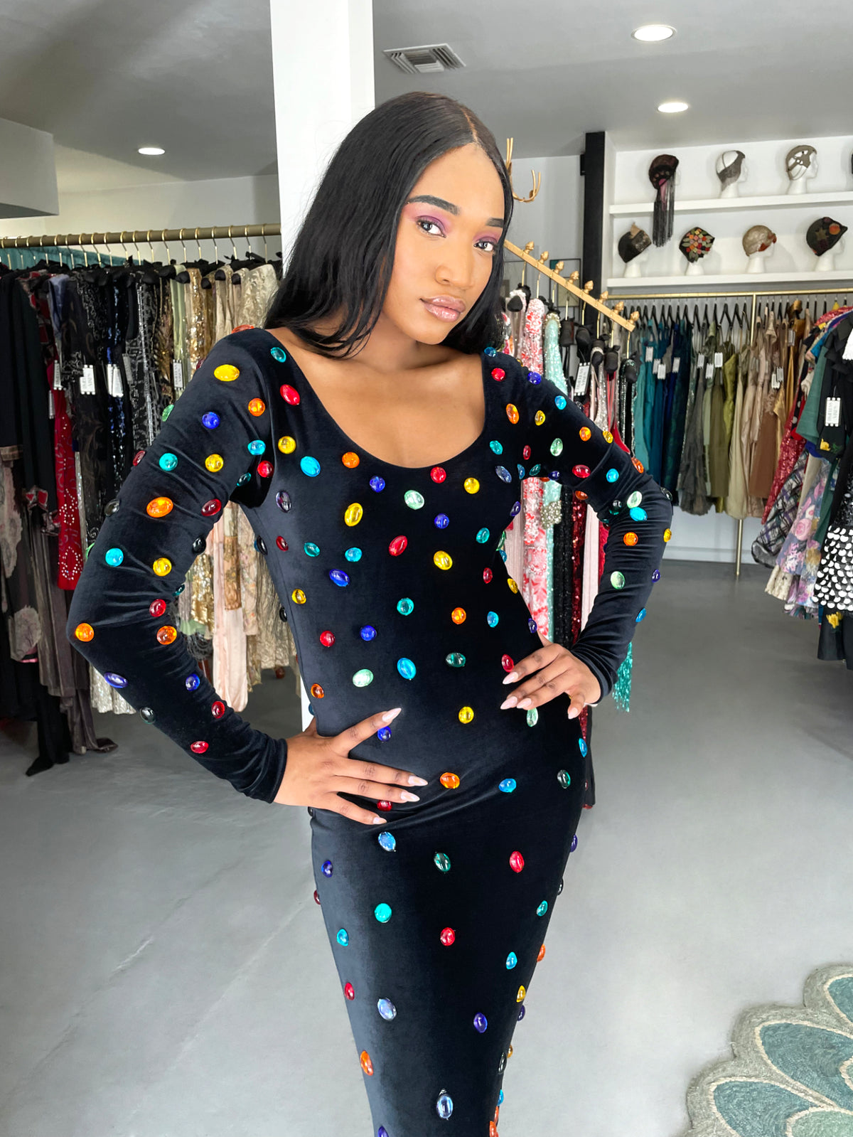 1990 Marc Bouwer for Whitney Houston Custom Couture 'Jellybean' Bodycon Gown