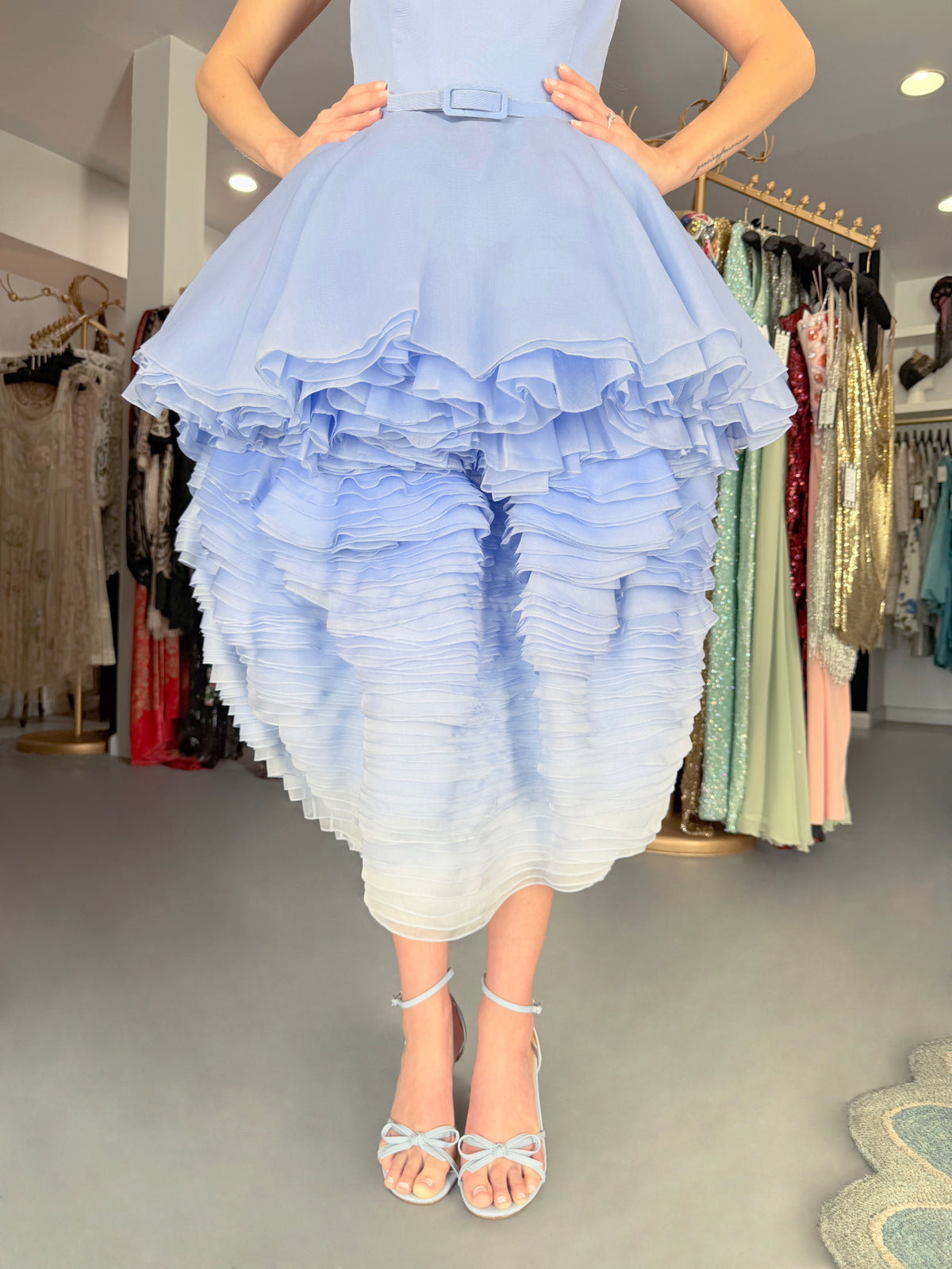 2015 Ralph &amp; Russo Haute Couture Runway 'Blooming' Ombré Blue Silk Sculptural Dress