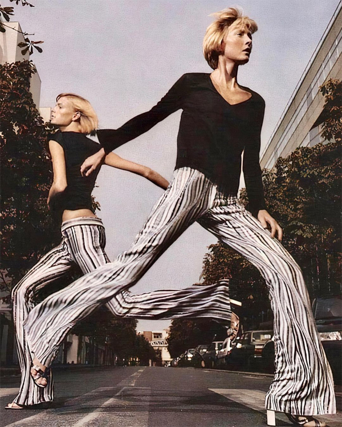 2000 Gucci by Tom Ford Documented Runway Campaign Fully-Beaded Striped Pants