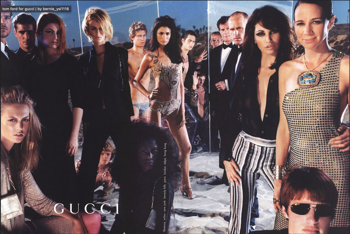 2000 Gucci by Tom Ford Documented Runway Campaign Fully-Beaded Striped Pants