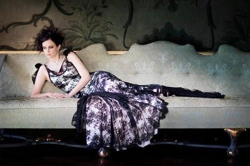 2005 Christian Dior by John Galliano Black Lace &amp; Ivory Silk Trained Bias-Cut Gown