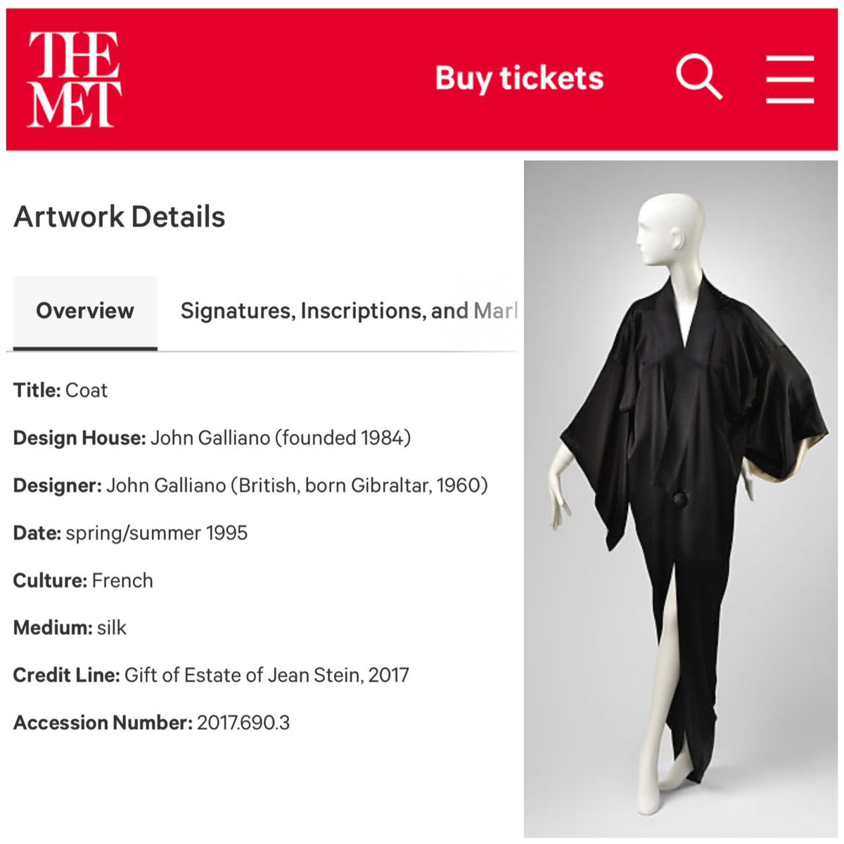 1995 John Galliano Documented Museum-Held Runway Black Silk Draped Kimono Jacket
