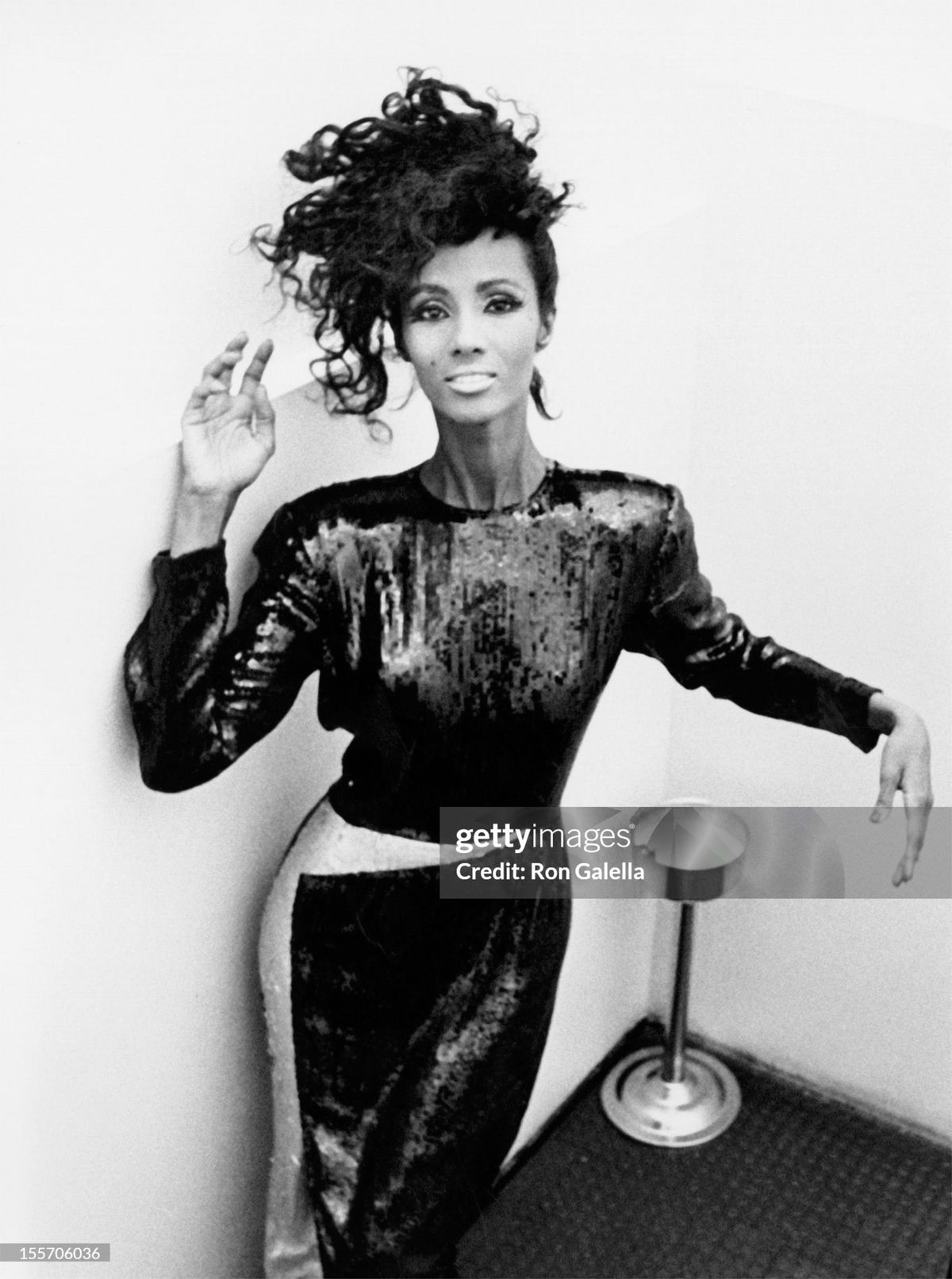 1985 Geoffrey Beene Documented Black &amp; Gold Fully-Sequin &#39;Cindy Crawford&#39; Gown