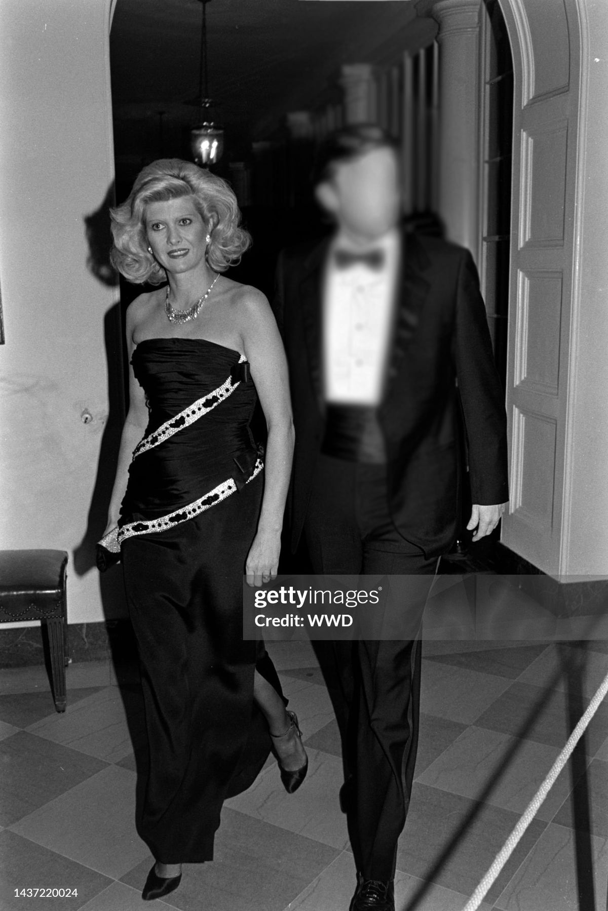 1984 Galanos Couture Crystal Beaded Black Silk Strapless Corset Hourglass Gown