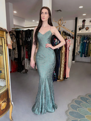 1999 Christian Dior by John Galliano Metallic Teal Blue Lamé Silk Bias-Cut Slip Gown