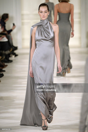 2014 Ralph Lauren Purple Label Platinum Silk Bias-Cut 'Old Hollywood' Gown w/ Optional Hood