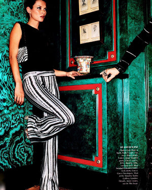 2000 Gucci by Tom Ford Documented Runway Campaign Fully-Beaded Striped Pants