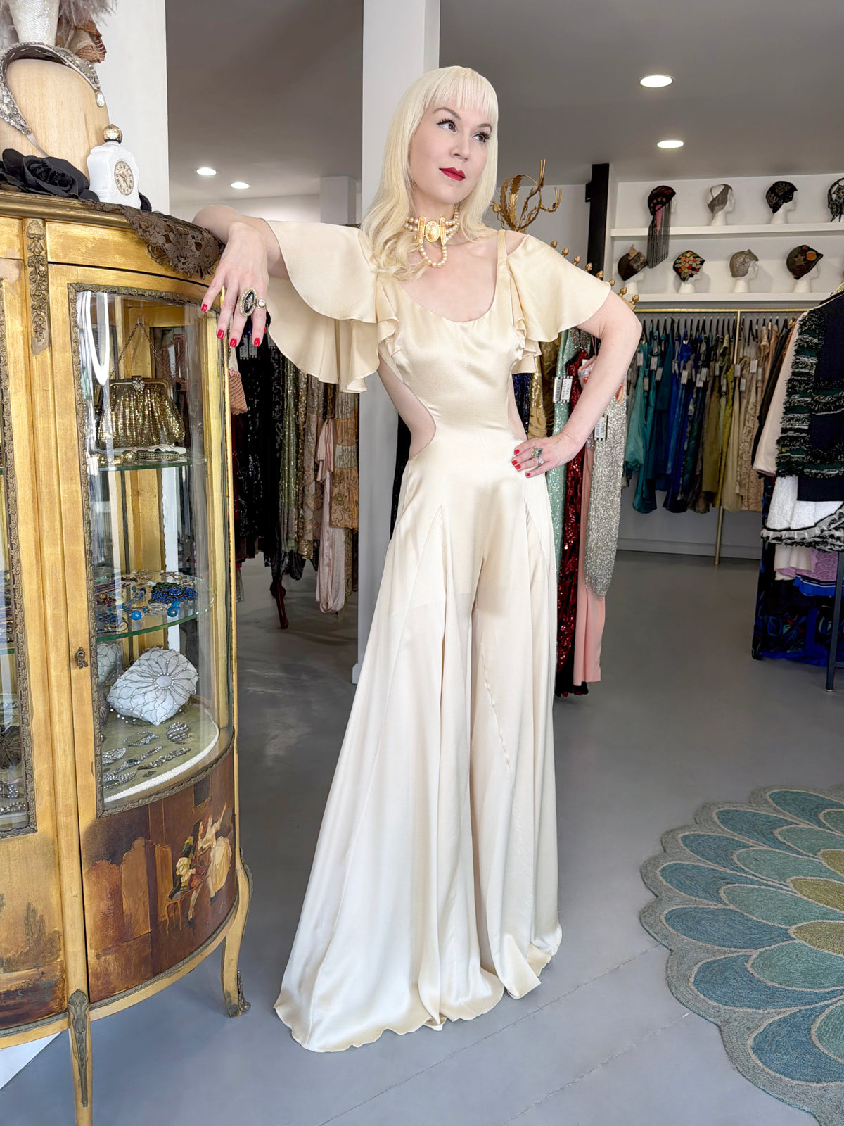 2004 Alexander McQueen 'Deliverance' Collection Ivory Silk Cut-Out Backless Jumpsuit