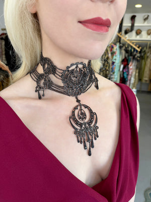 2000 Christian Dior by John Galliano Belle Époque Inspired Crescent Motif Oversized Choker