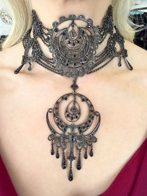 2000 Christian Dior by John Galliano Belle Époque Inspired Crescent Motif Oversized Choker