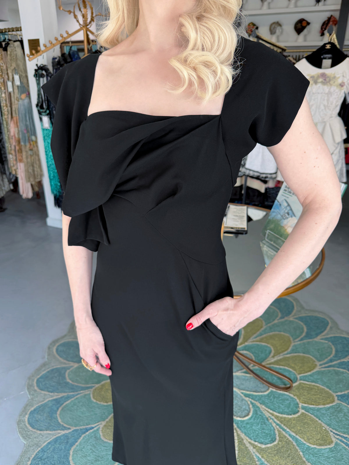 1998 Yohji Yamamoto Runway Black Crepe Asymmetric Avant-Garde Bias Cut Dress