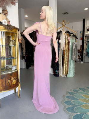 2001 Yves Saint Laurent Haute Couture Runway Lilac Silk Sculptural Asymmetric Gown