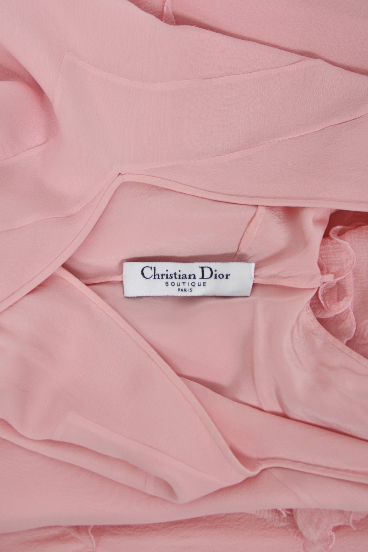 2004 Christian Dior by John Galliano Pastel Pink Silk Tiered Ruffle Bias-Cut Dress